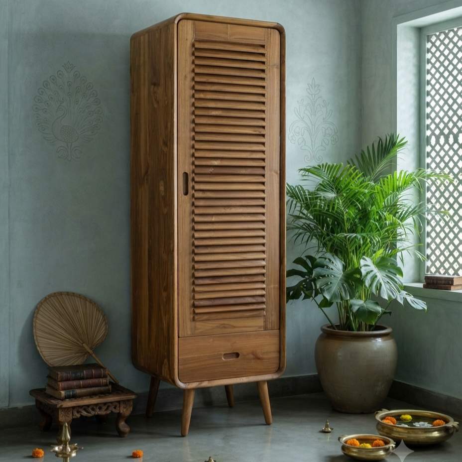 Tall Teakwood rounded cabinet