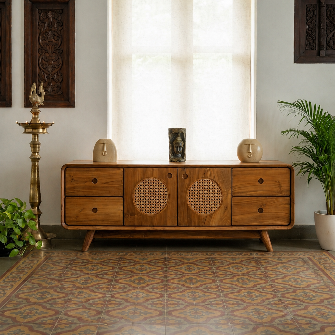 Cane Rounded TV unit