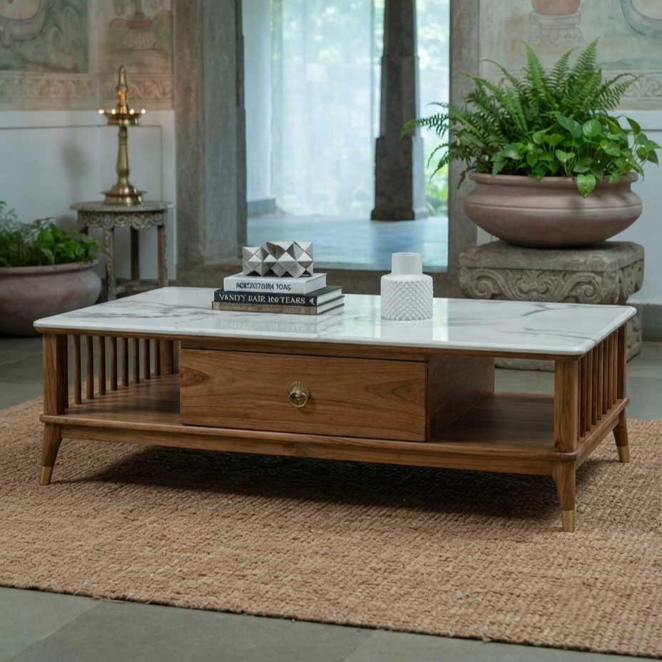 Marble top Spindle Coffee Table