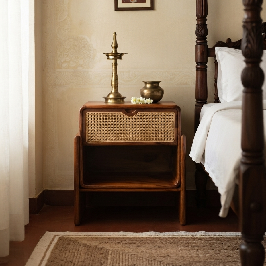 Cane Box Bed Side Table